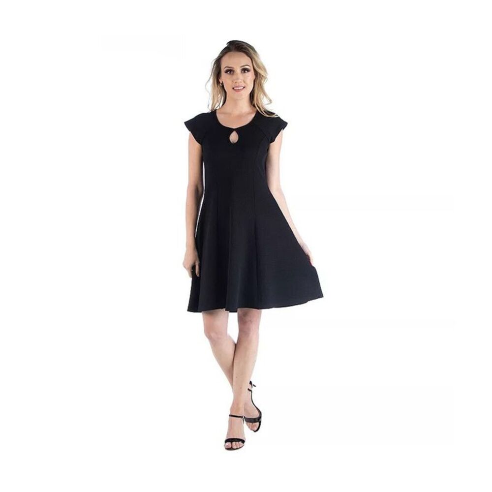 24seven Womens Plus Size Textured Keyhole Neck A-line Dress, NWT